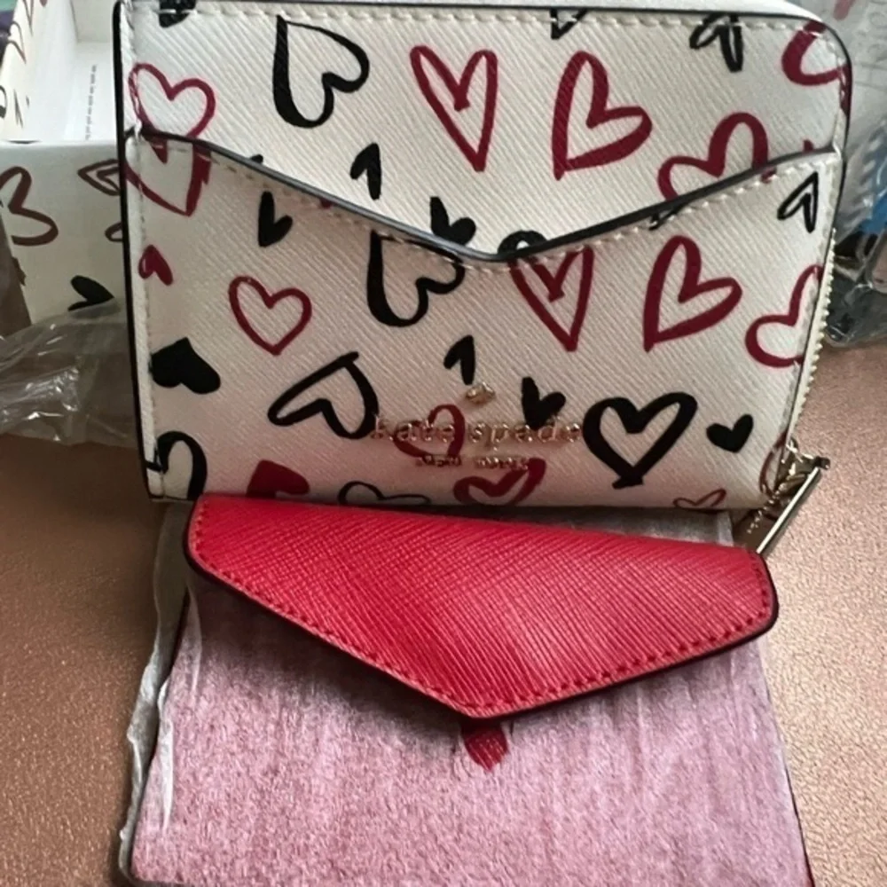🆕kate spade Staci Scribble Heart Boxed Wallet Card Set $239::NWT::